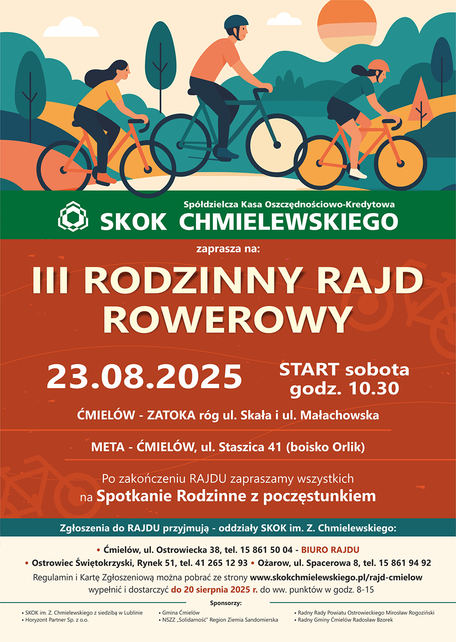 Plakat do 3 Rodzinnego Rajdu Rowerowego w Ćmielowie