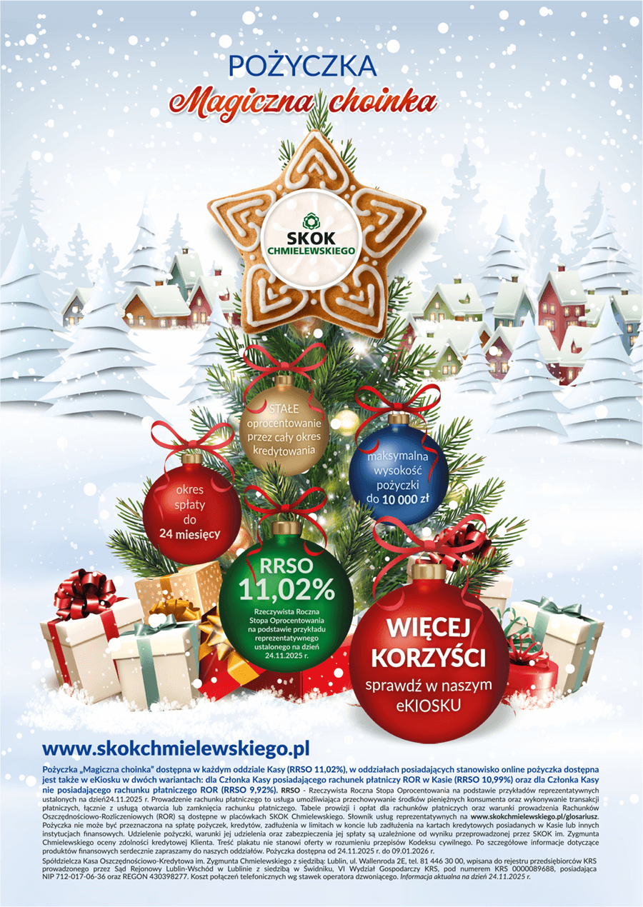 Plakat reklamowy z choinką